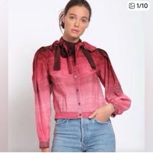 Katharine Kidd NWT Chic Red Ombre Blouse with Bow Detail 4